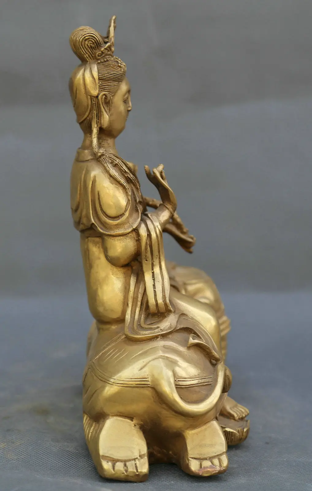 Старый Китай Тибетский буддистский храм медная Бронзовая статуя Samantabhadra Kwan-yin