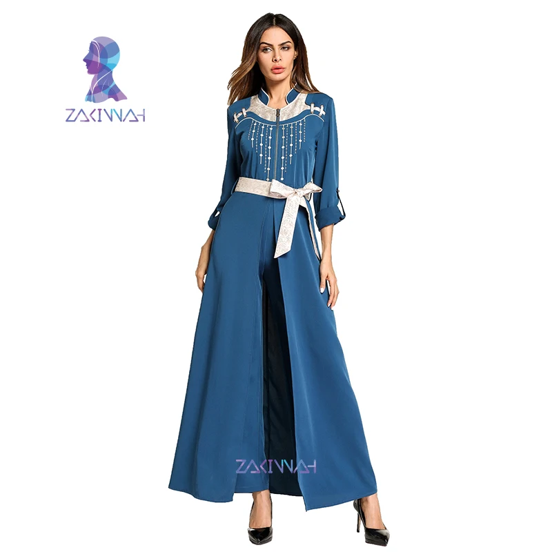 

Elegant Women's Maxi Dress Embroidery Abaya Party Long Robe Gowns Muslim Middle East Festival Ramadan Arab Islamic Clothing