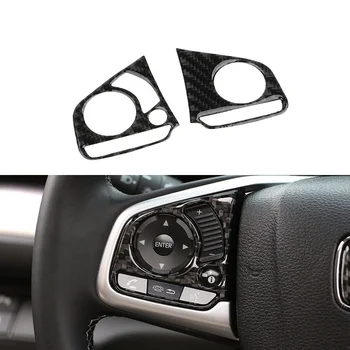 

Carbon fiber sticker steering wheel trim button switch panel frame cover sticker accessories for Honda Civic 2016 2017