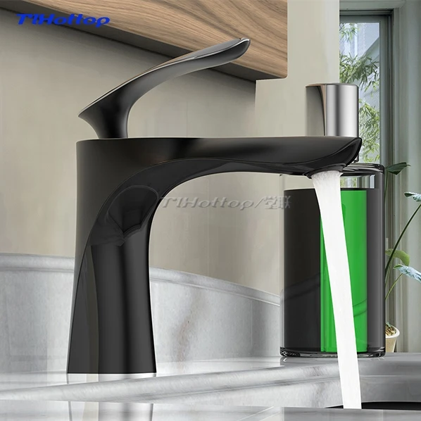 

Tlhottop Copper Black Chrome Basin Faucet Single Handle Mixer Tap Hot Cold Water Mixer Crane Bathroom Mixer Torneira Banheiro