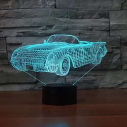 Гоночный автомобиль Luminarias USB 7 цветов Изменение привело 3 dillusion Атмосфера лампы визуальный ночник ребенок Украшения в спальню подарки