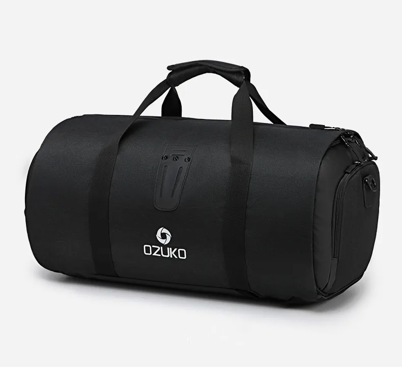 OZUKO, мужская дорожная сумка, многофункциональная, большая емкость, водонепроницаемая, вещевой мешок, костюм, для хранения, ручная, для багажа, сумки для обуви, склад, фитнес - Цвет: Черный