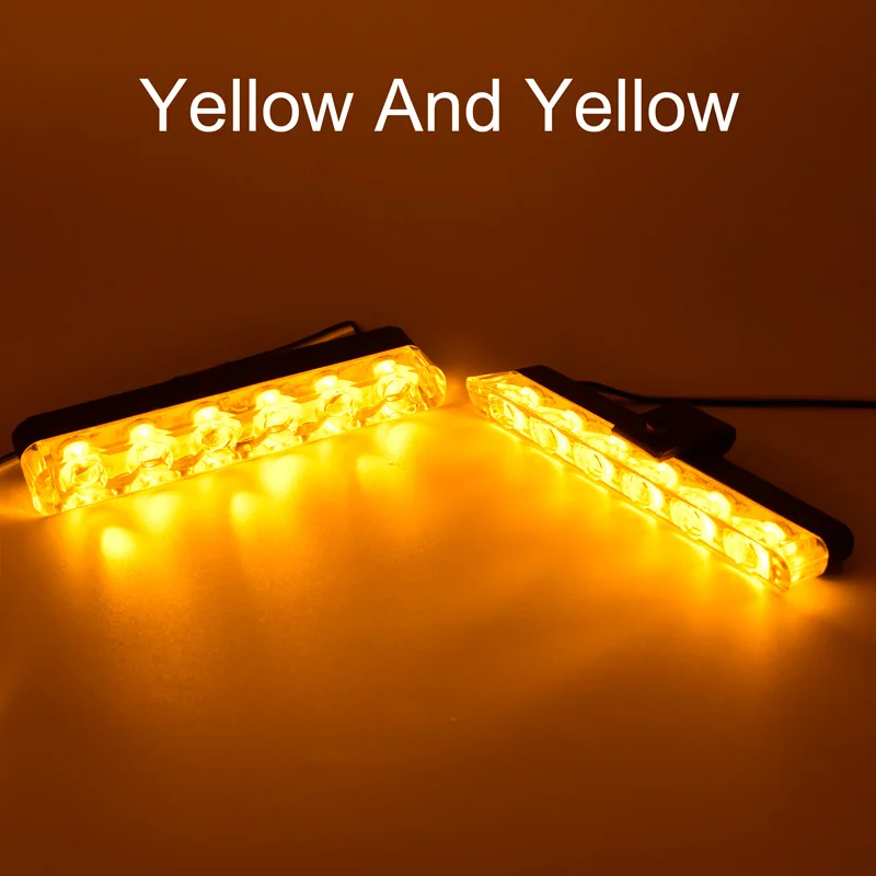 2 шт. 6 светодиодный светильник на переднем гриле s Bar белый желтый красный синий автомобильный полицейский мигающий светильник авариПредупреждение ющий мигающий противотуманный светильник s 12V - Испускаемый цвет: Only Amber