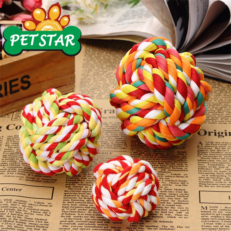 ERPPET Pet Dog & Cat Interactive Toys Colorful Braided Cotton Rope Ball