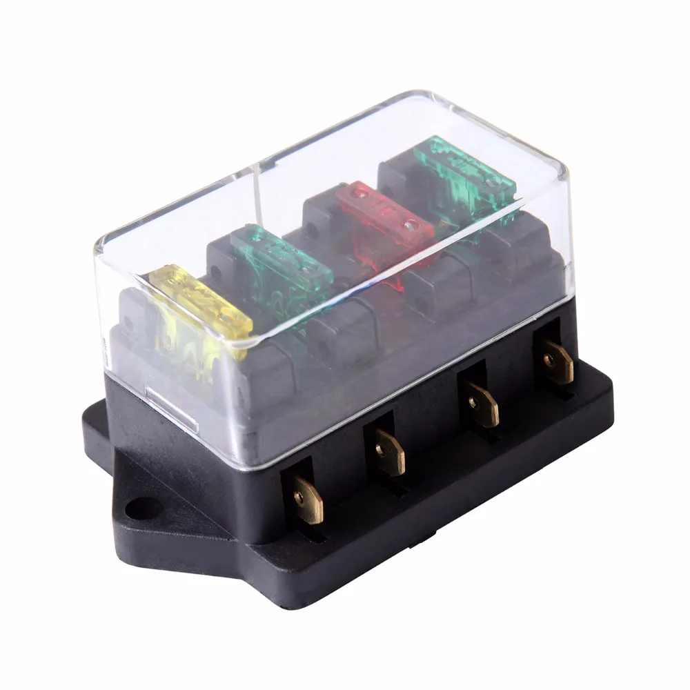 

12V/24V Fuse Holder Box Block 4 Way Car Vehice Circuit Automotive + 4 Blade