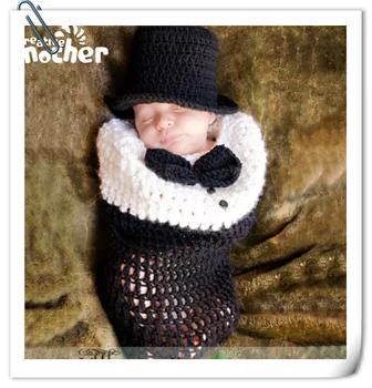 

Baby Boy Photography Props Accessories Baby Magician Gentleman Clothing Studio Newborn Photo Props Baby Hat+Sleeping Bag Set