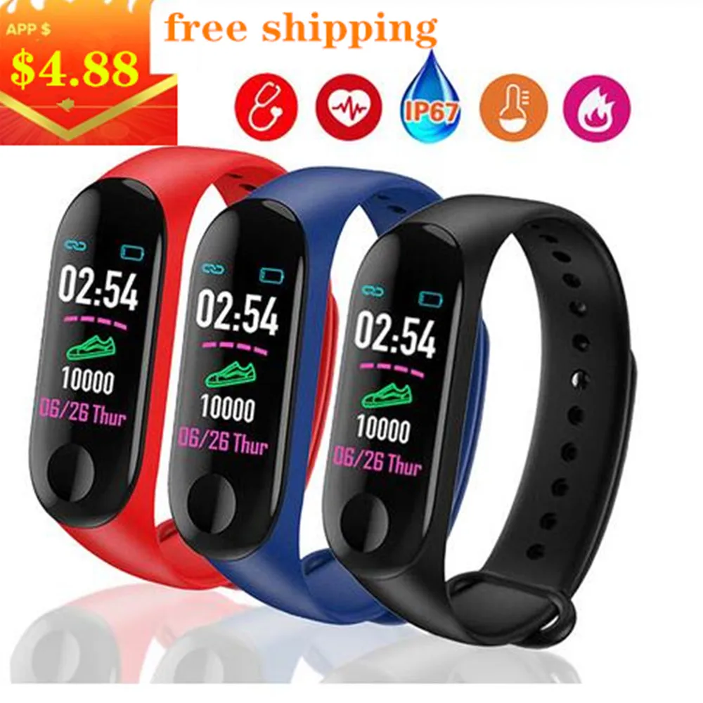 

M3 Plus Smart Bracelet Wristband Heart Rate Monitor Blood Pressure Fitness Tracker Life Waterproof Smart Wristbands PK mi band34