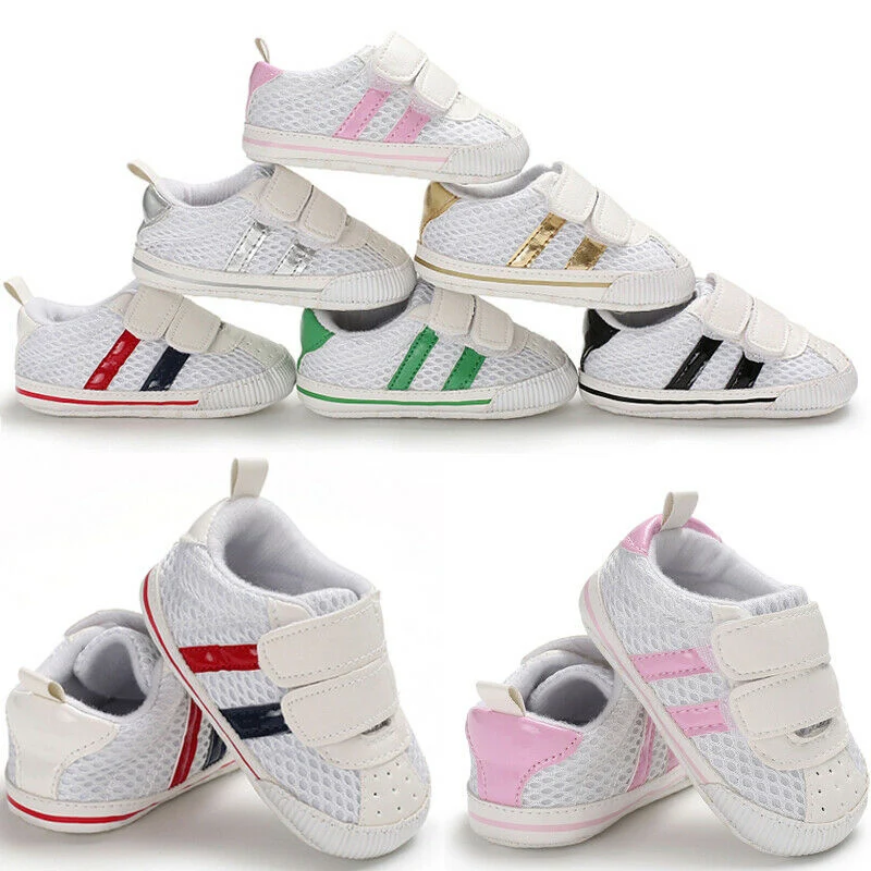 Детская обувь; повседневная спортивная обувь в полоску; дышащая хлопковая обувь с мягкой подошвой для малышей 0-18 месяцев; первые ходунки для новорожденных