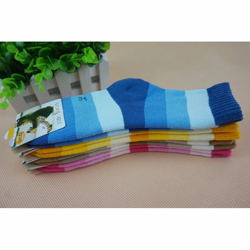Striped Boys Girls Socks Terry Kids Floor Socks With Stripes Autumn Winter Toddler Short Sock Warm Thick Children Accessories (4)