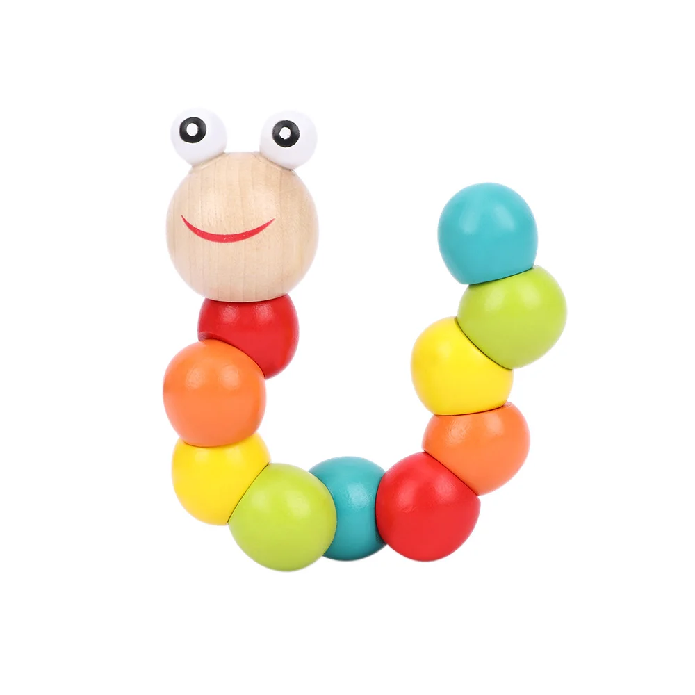 Cute Baby Kids Twist Caterpillars Wooden Toys Infant Creative Educational Gift