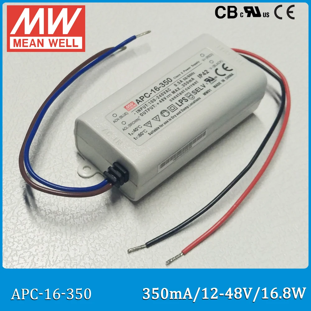 Оригинальный светодиодный источник питания Meanwell APC 16 350 8 Вт 12 ~ 48 В мА постоянный