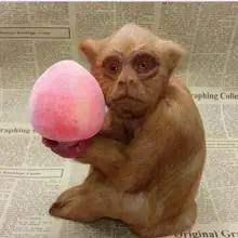 Wyzhy животные из искусственного меха с принтом «обезьяна» взять персиковые домашний декор реквизит дошкольного образования 15X10X21 см