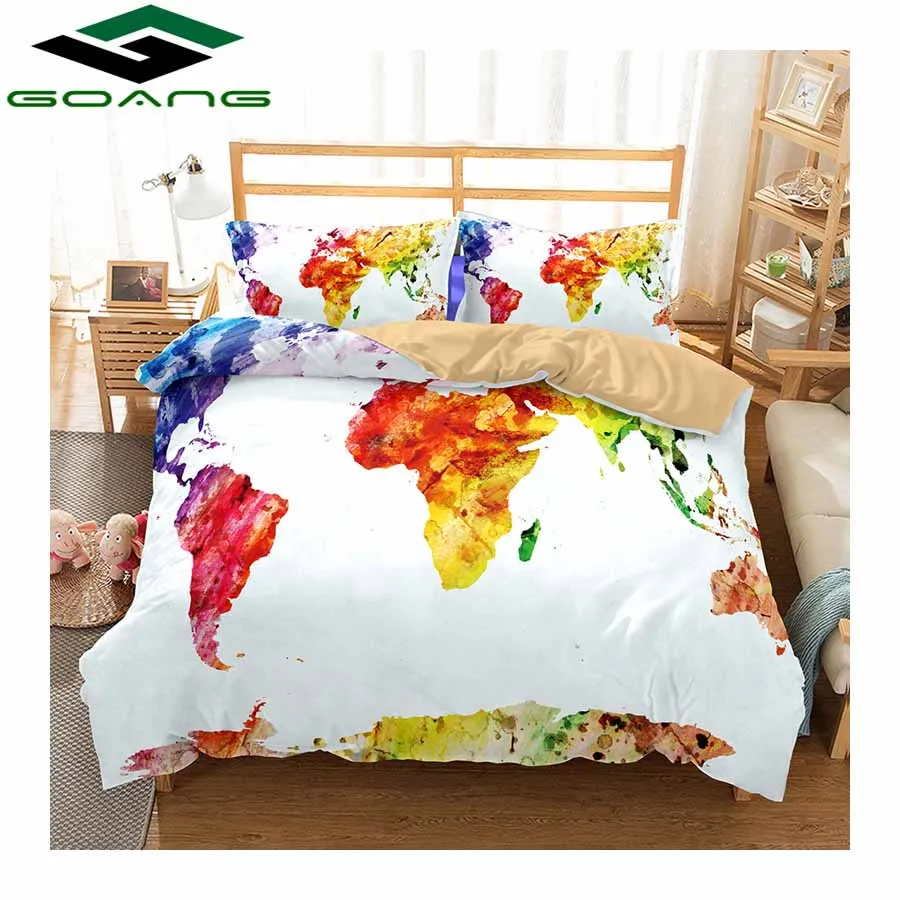 Goang Super King Size Bedding Sets Bed Sheet Duvet Cover Pillow Case 3pcs Queen Size Bed Sheets Set Digital Printing World Map Buy At The Price Of 9 24 In Aliexpress Com