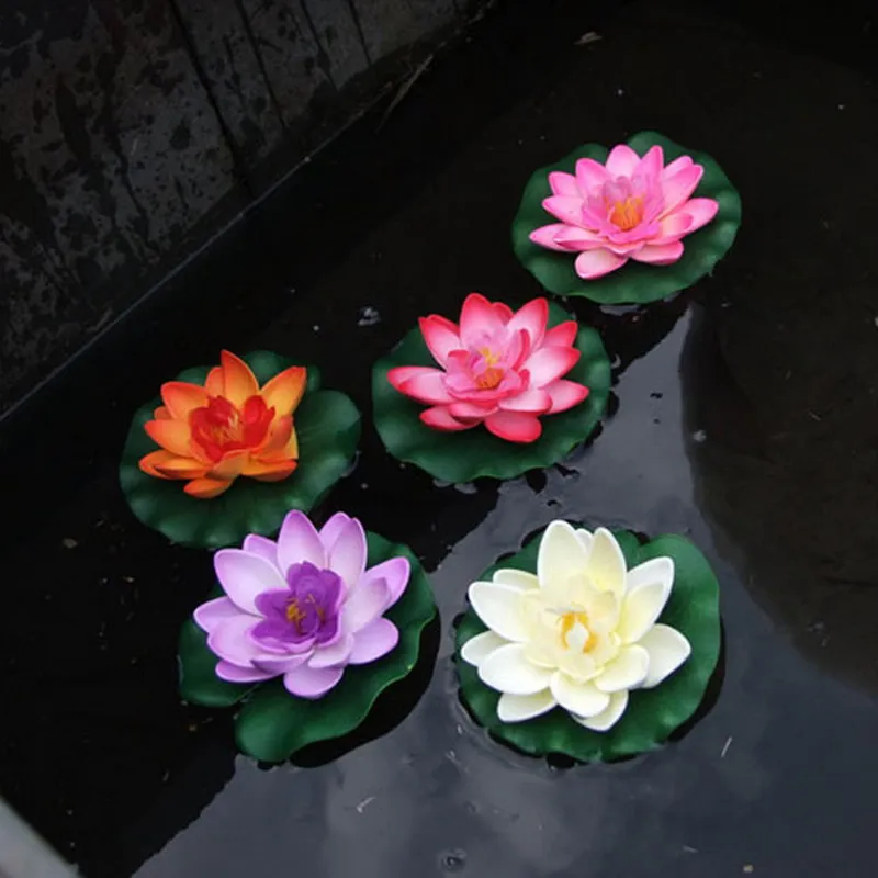 

1PC Floating Artificial Lotus Ornament for Aquarium Fish Tank Pond Water lily Lotus Artificial Flowers Home Decoration VBQ48 P50