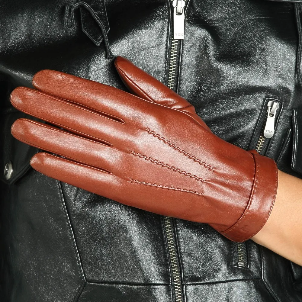 

Hot Sale Men Genuine Leather Gloves Top Quality Touchscreen Goatskin Gloves Winter Leather Gloves Plus Velvet Men Gloves M037NC2
