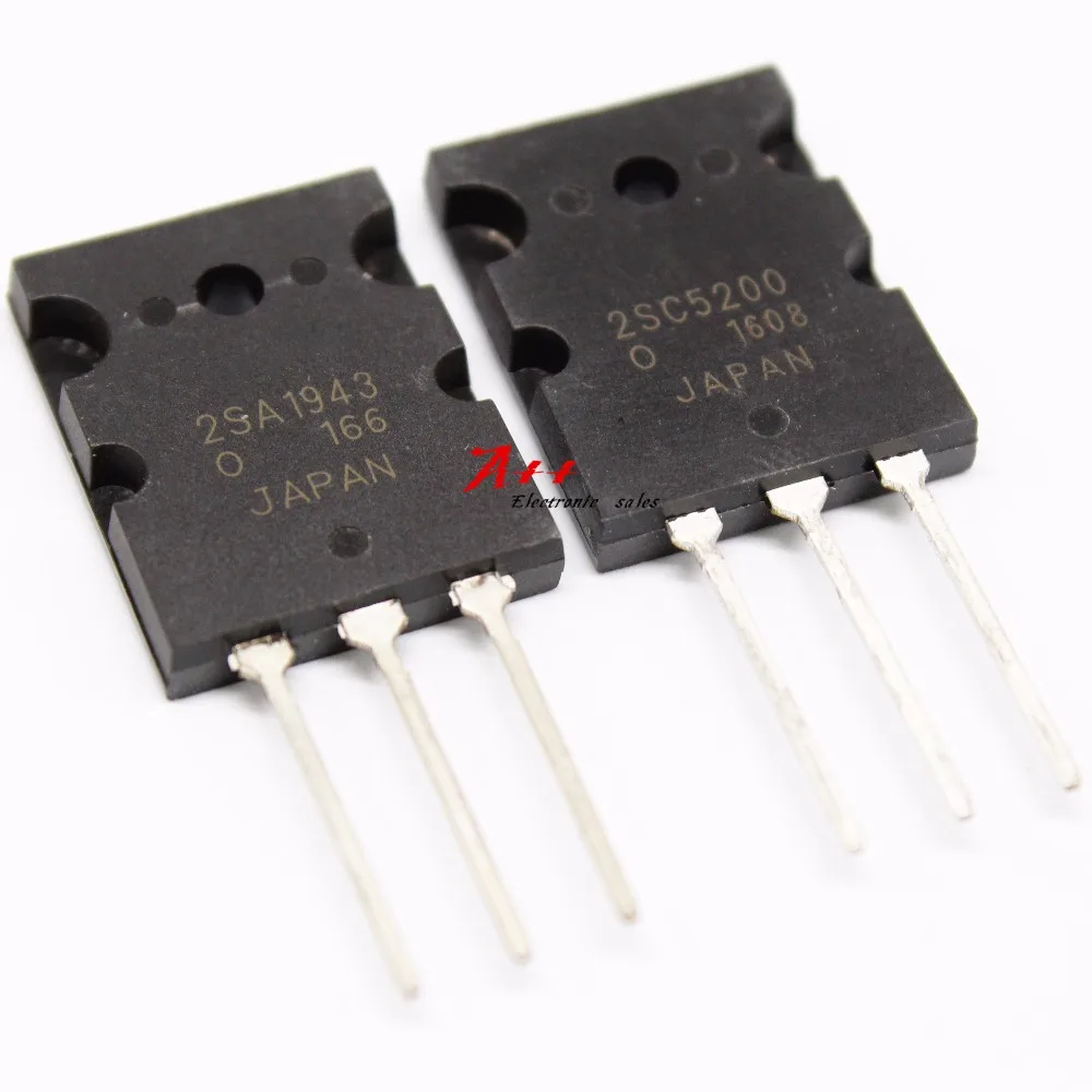 

Free shipping 20PCS 2SA1943+2SC5200 (10PCS A1943+10PCS C5200) TO-3PL high power amplifier paired tube