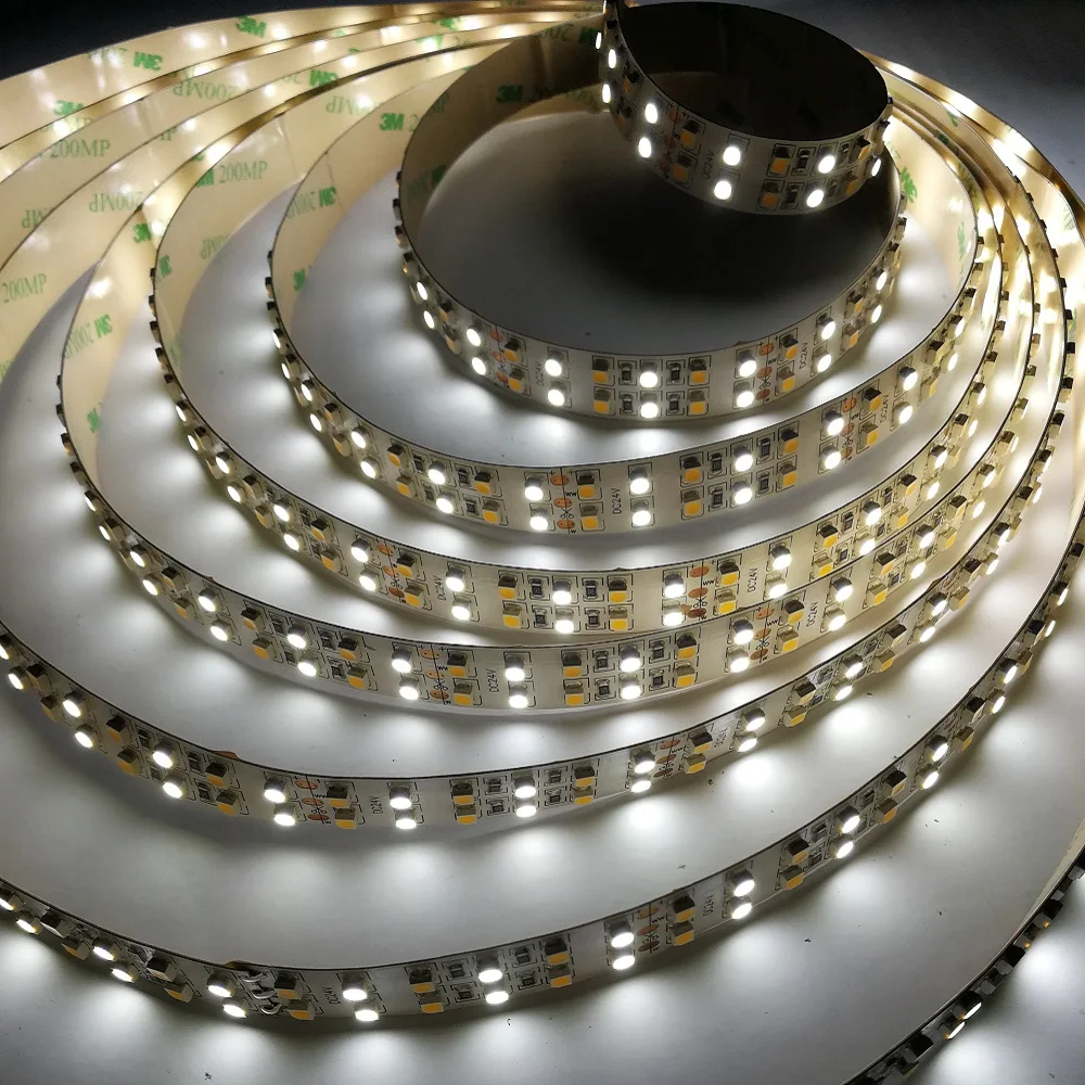 

CRI> 95+ Ra Double Row SMD3528 CCT Color Temperature Adjustable & Dimmable LED Strip Light 240LEDs/m 5m/r