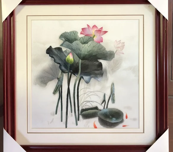 

Suzhou Embroidery Handmade Finished Embroidery Decoration Paintings Not Include Frame ,flowers lotus 35*35cm