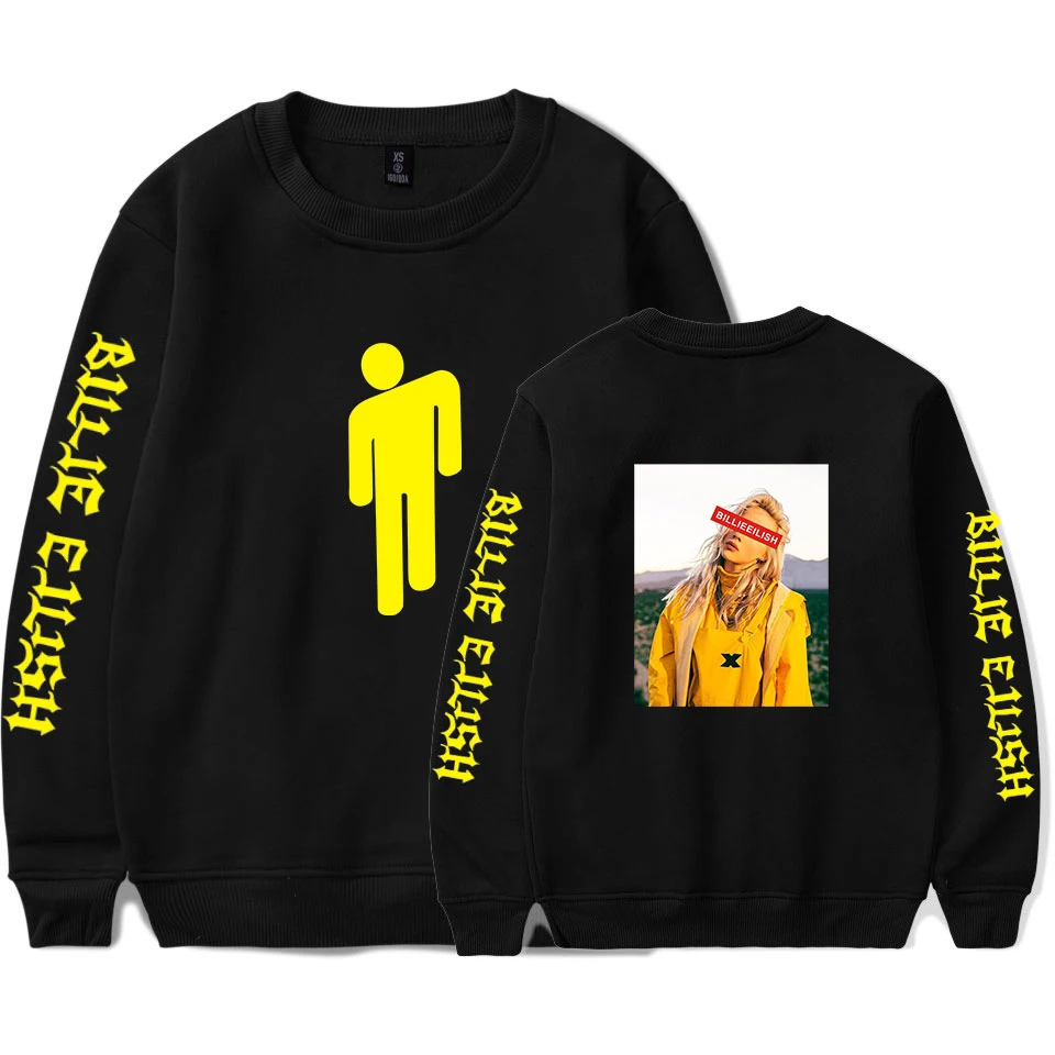 

2019 New print singer Billie Eilish Women/ men Spring Clothes Hot Sale Capless Long Sleeves Hoodies sweatshirt fashion 4XL