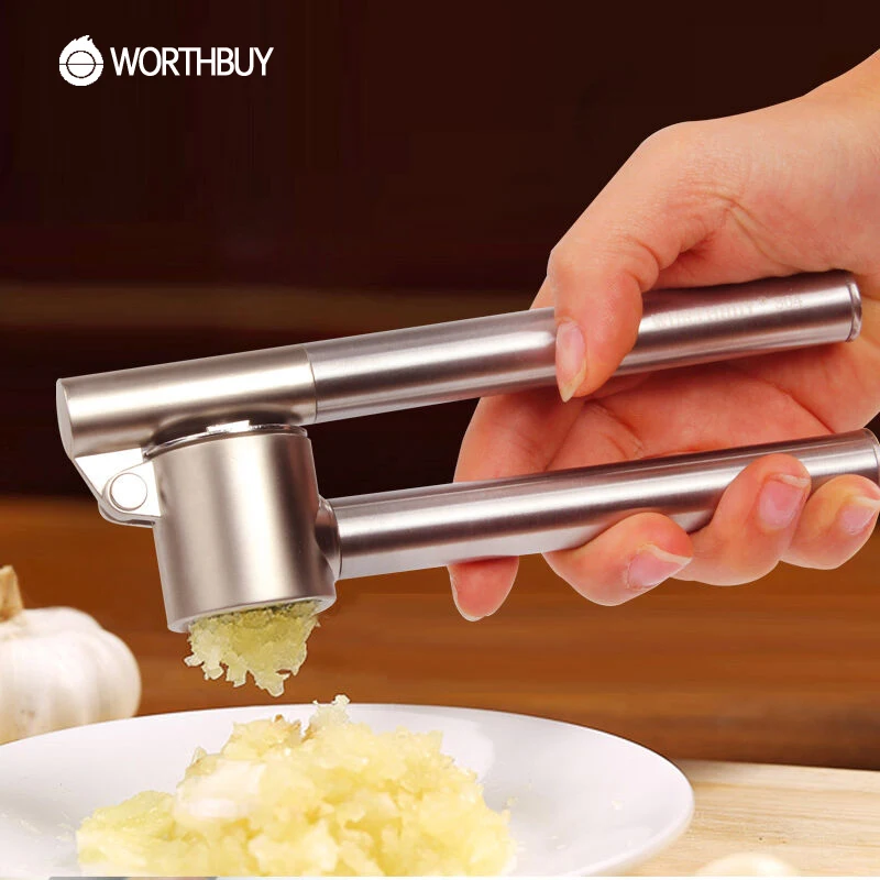 WORTHBUY Chinese Stainless Steel Garlic Press Crusher With Long Handle Kitchen Accessories