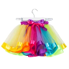 Одежда для маленькой принцессы г. Детская элегантная Радужная сетчатая юбка-пачка для девочек, летние кружевные юбки для танцев, vestido бальное платье для выступлений