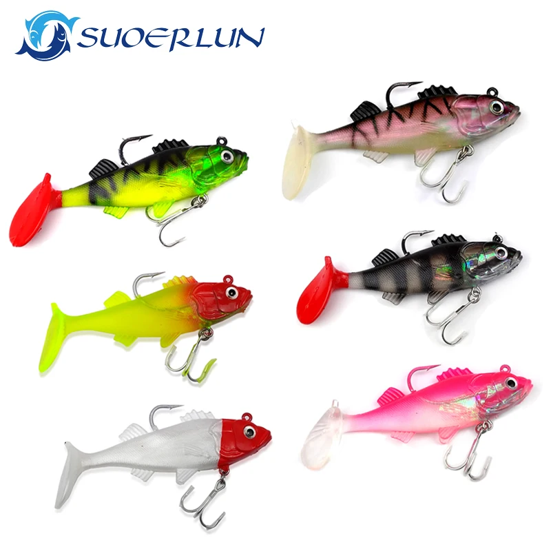 2pcs/bag37g 20g 10g soft plastic fishing lures 3D eyes jigs lure