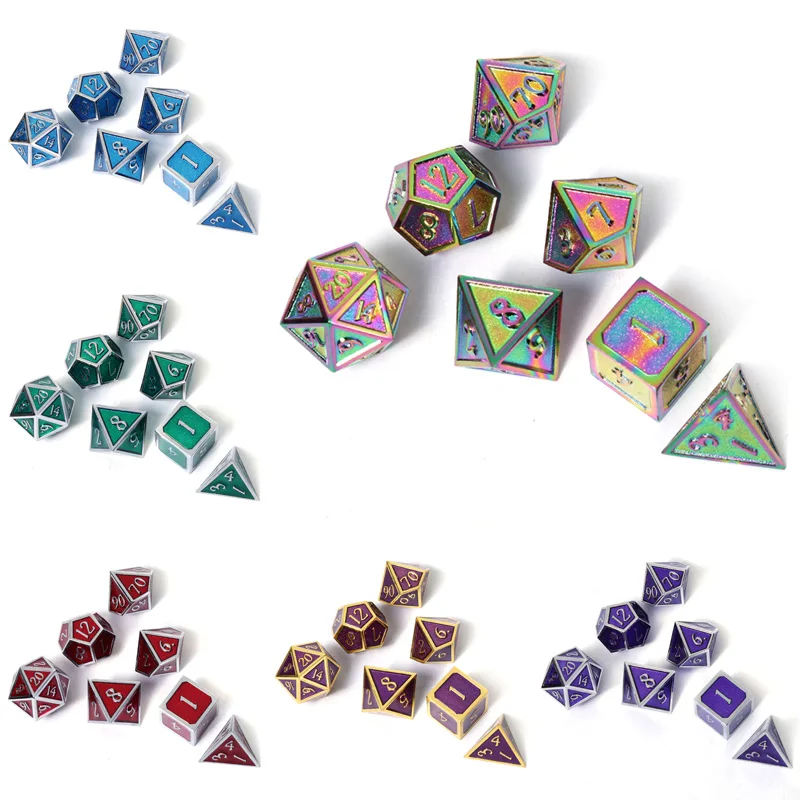 

Chengshuo dnd dice metal rpg set polyhedral dungeons and dragon d20 8 Wholesale blue table games Zinc alloy digital dice pattern