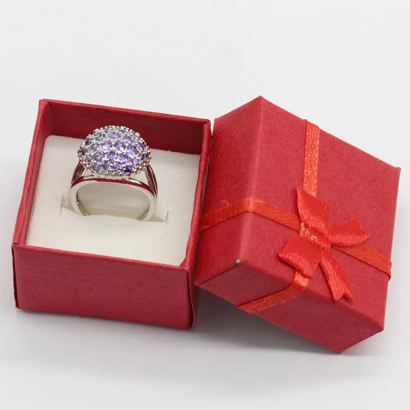 925 пробы серебряные кольца для женщин классическое обручальное кольцо шар фиолетовый полудрагоценный камень Ringen Femme коробка кольца