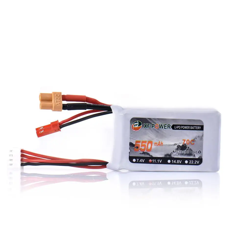 

XF 550mAh 11.1V 70C 3S JST Connector XT30 Plug Rechargeable Lithium Battery For Remote Control Toy 22x33x55mm Lithium Battery