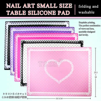 

1 pcs/lot Silicone Nail Art Manicure Small Size Table Pad Lace Heart Removable Mat Pillow Cute