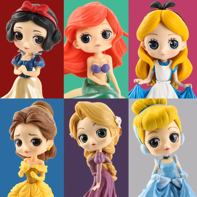 

Cinderella Belle Alice Mermaid Ariel Snow White Rapunzel tinker bell Qposket PVC Princess Figure Doll Toys