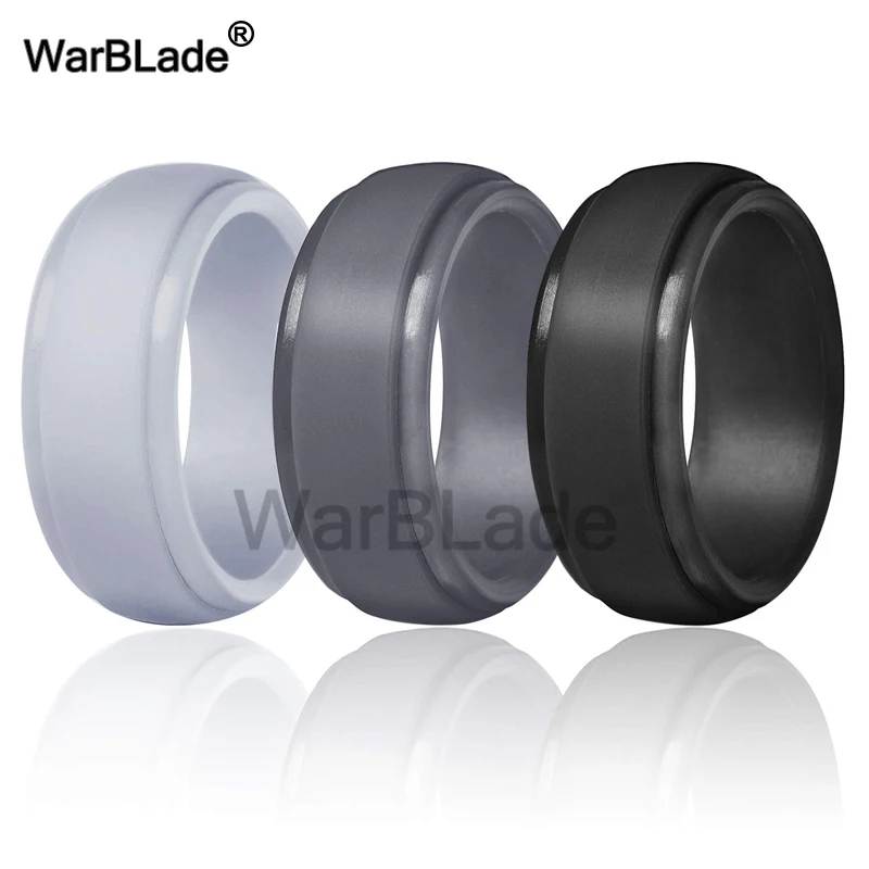 WarBLade New Food Grade FDA Silicone Rings Men Wedding Rubber Bands Hypoallergenic Flexible Antibacterial Silicone Finger Ring