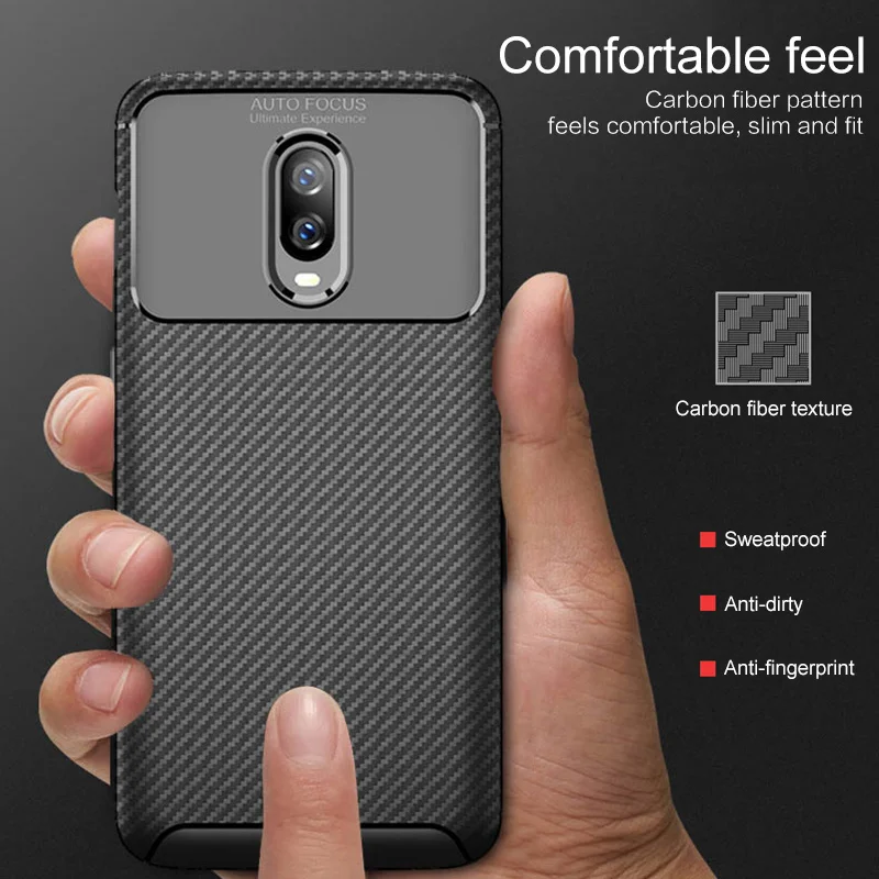 

TPU Phone Case Cover Carbon Fiber Pattern Back Protect Case for One Plus 6T 7 7Pro Dirt-resistant Shockproof Soft