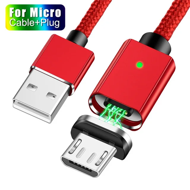 Магнитный кабель Micro usb type C адаптер для быстрой зарядки телефона type-C магнитное зарядное устройство USB C для iphone xiaomi samsung кабель Microusb - Цвет: Red Micro Cable