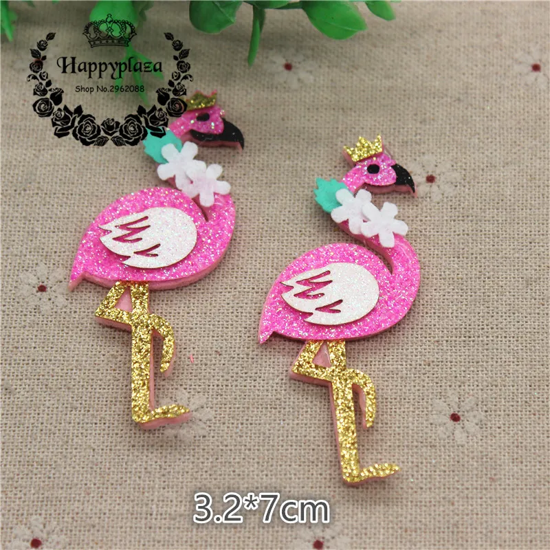 

5pcs Lovely Non-woven Glitter Fabric Animal Hot Pink Flamingo Applique Patches Accessories DIY Craft Decoration,3.2*7cm