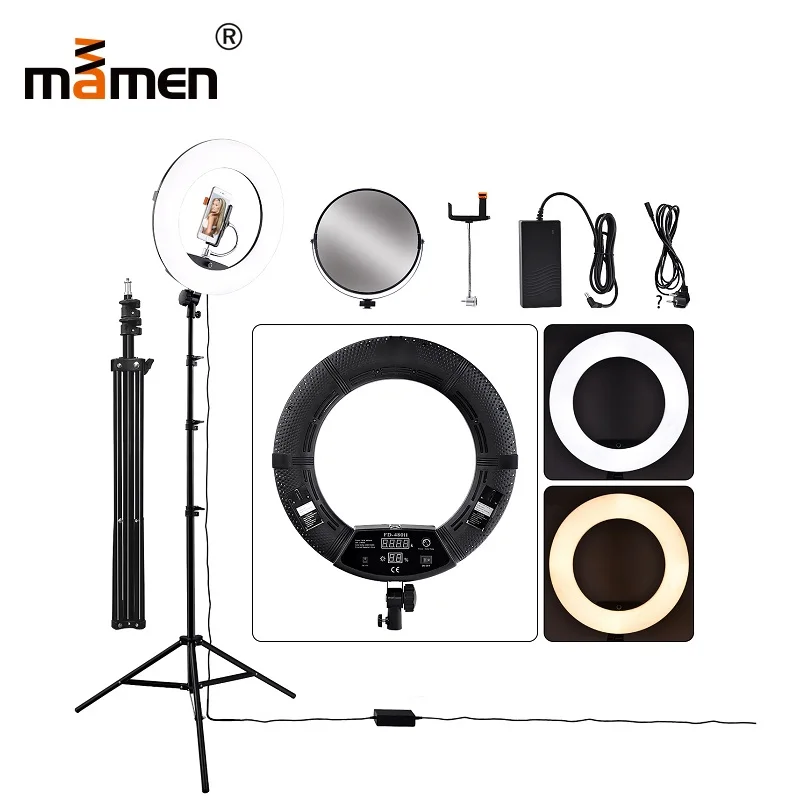  MAMEN LED Selfie Ring Light 96W 5600K Studio Photography Photo Fill Ring Light with Tripod for ipho