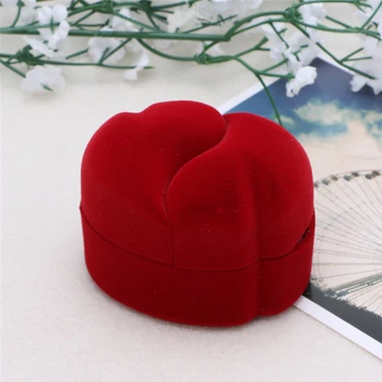 

Velvet Engagement Wedding Couple Ring Earring Jewelry Display Storage Box Case