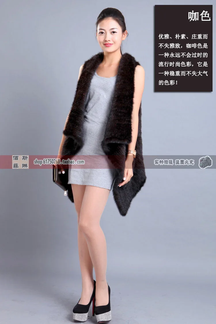

New winter mink fur vest mink knit long cardigan coat female european and american style