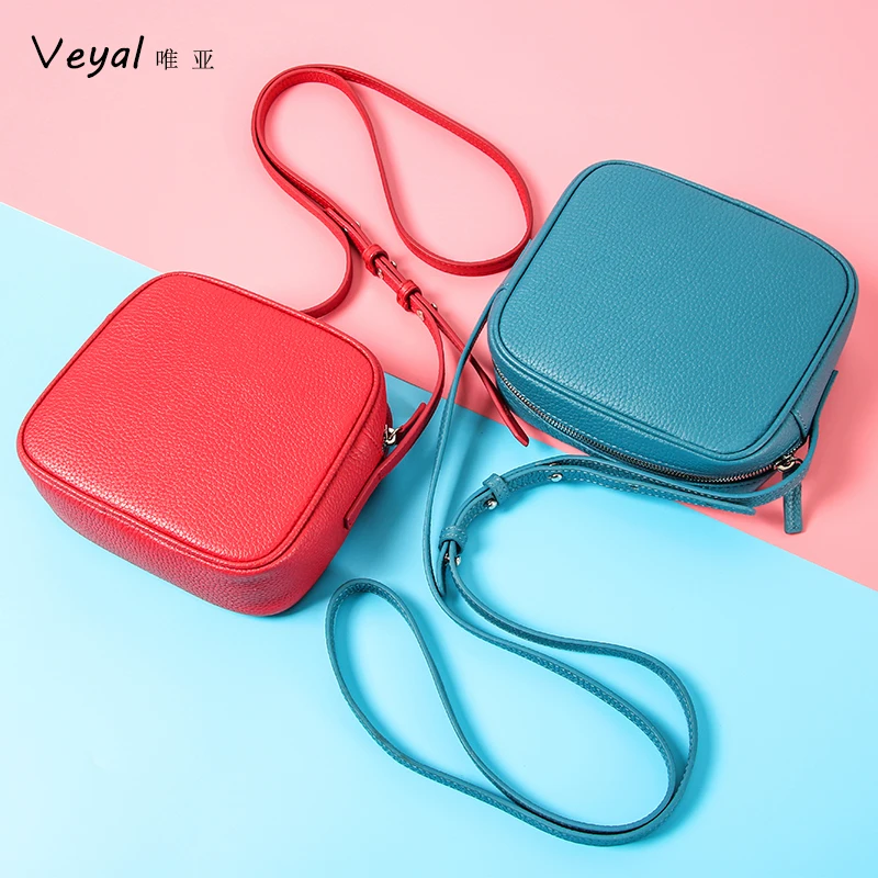 

Autumn new hot Korean soft leather female bag student Messenger bag shoulder mini square head layer leather bag