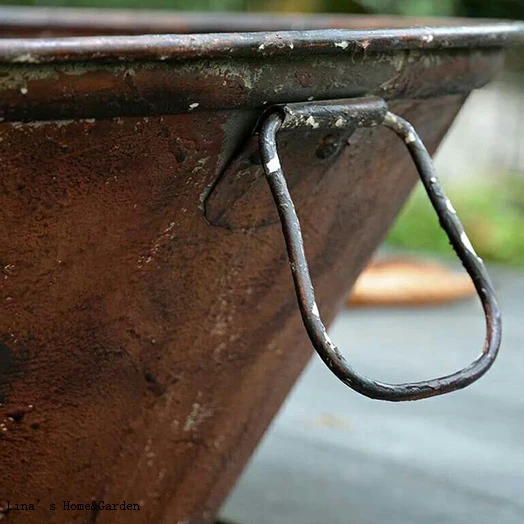 Copper Tone Aged Finish Large Pot Vintage Flower Planter with Handles (3)