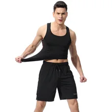 Модный спортивный костюм мужские комплекты хлопковые шорты и укороченный топ комплект жилет+ шорты комплект из 2 предметов любовь себя Костюм упражнение дешевый оптовый набор