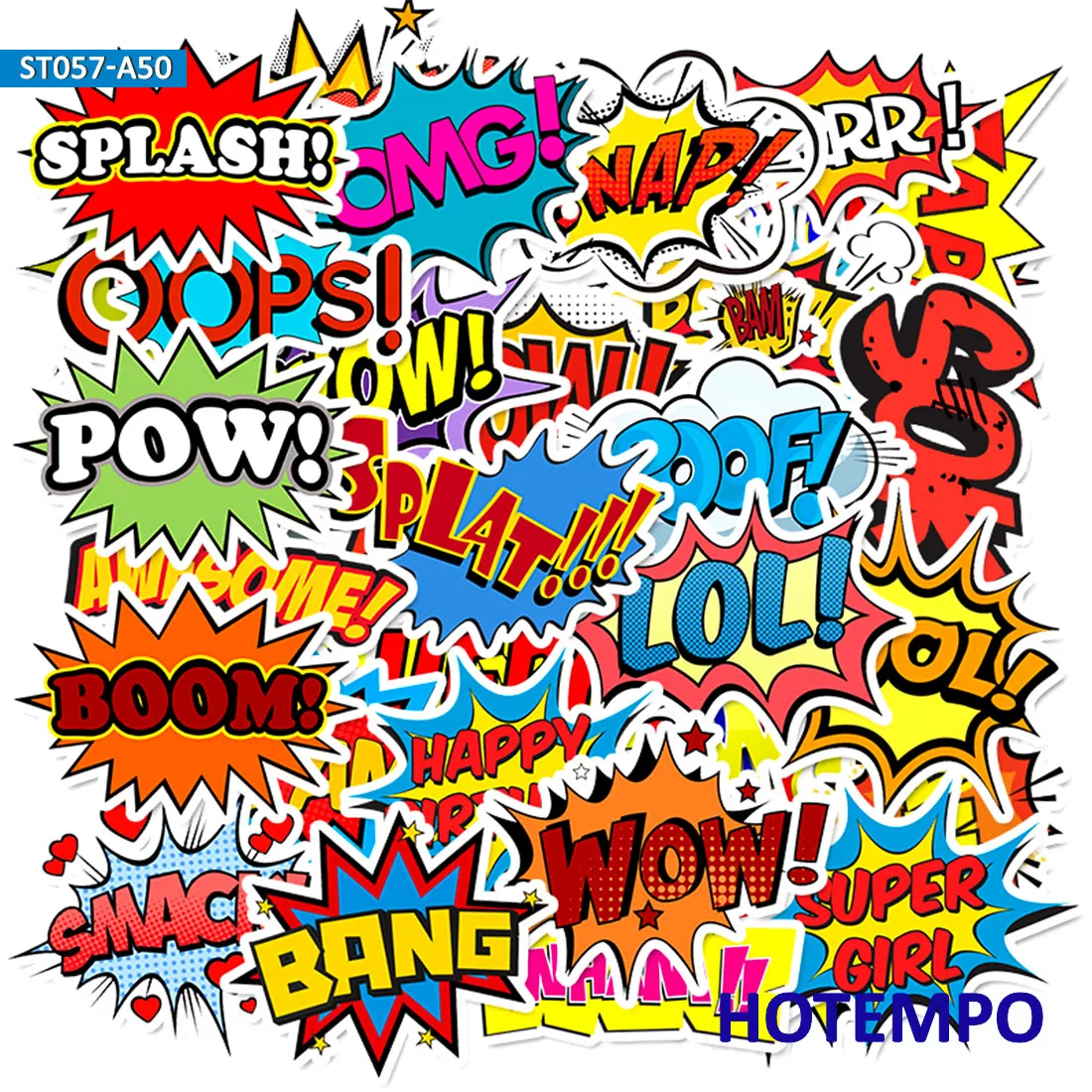 50 шт. BAM POW Wow Boom Bang OMG clouds от explosion стикер s для Мобильный телефон для ноутбука багажный Чехол для гитары наклейка для скейтборда (art.: 7b1d22aea) - 7b1d22aea