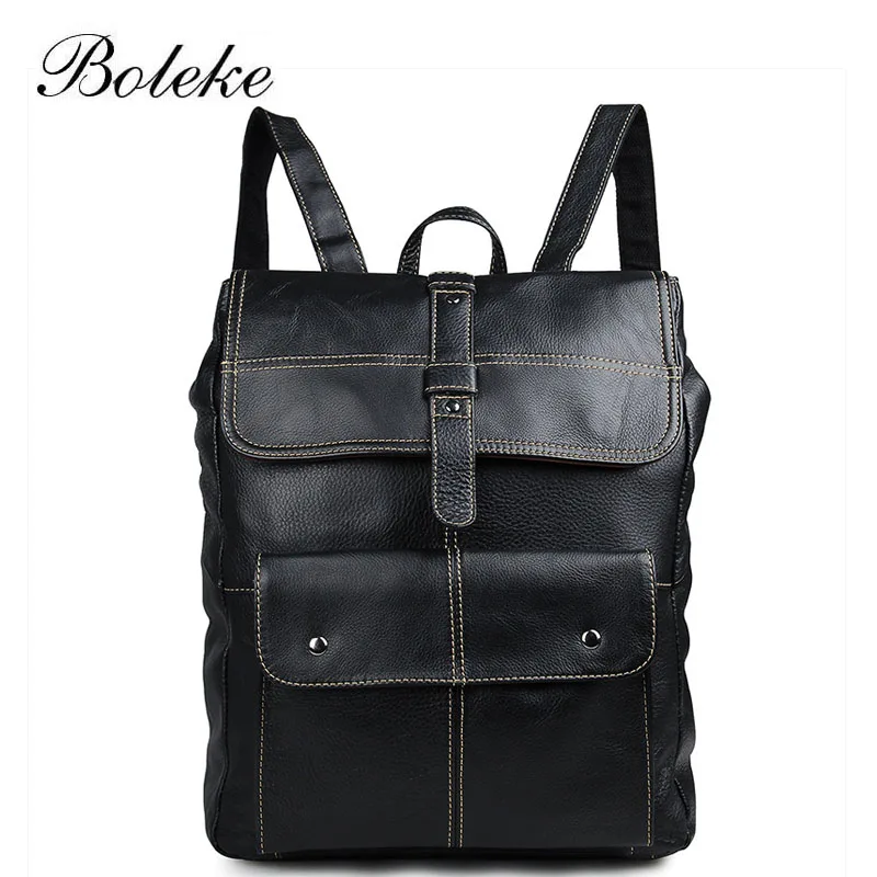 

Vintage Black Women Real Genuine Leather Backpack Cowhide Lichee Pattern School Bag Business Travel Tote Weekend Bag 7335