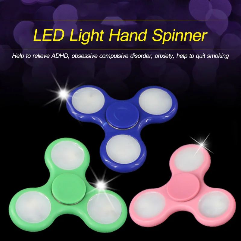 

LED Triangle Finger Fidget Spinner EDC Gyro Toy For Autism ADHD Anxiety Stress Release Hand Spinning Top Toys Gifts