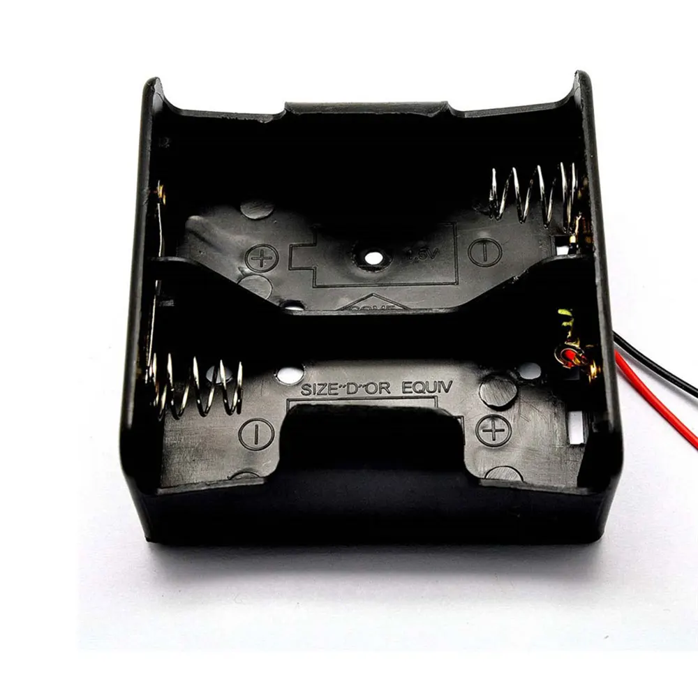 

Teyeleec 5pcs/Lot New D Black Battery Case Holder Storage Box Holder for 2 x D Battery Charger Seat with Wire/Cord