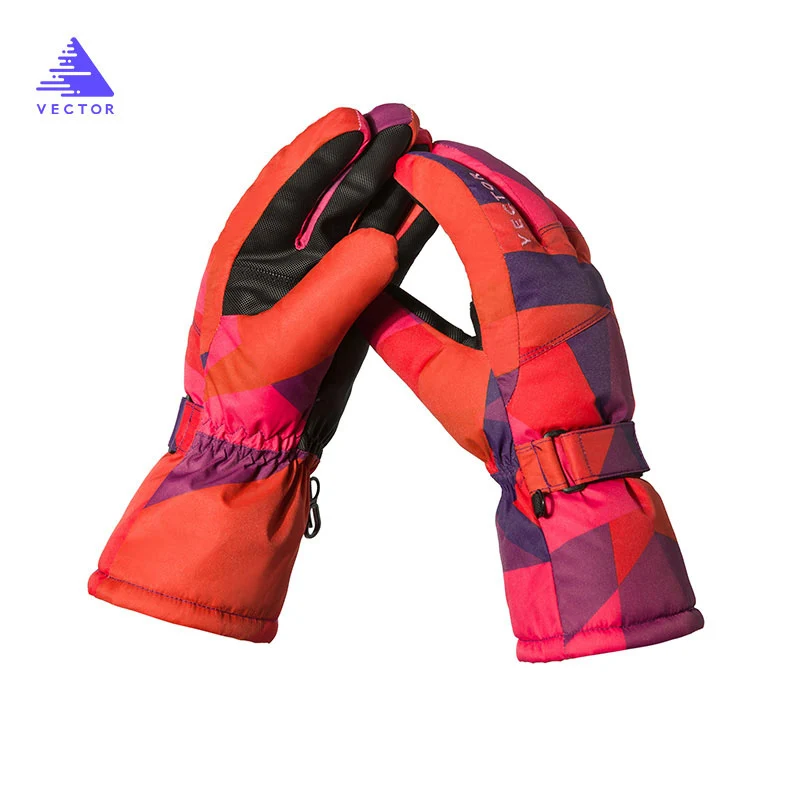 Детские очень толстые лыжные перчатки для сноуборда для мальчиков и девочек, зимние спортивные уличные теплые лыжные ветрозащитные водонепроницаемые - Цвет: Girls 5