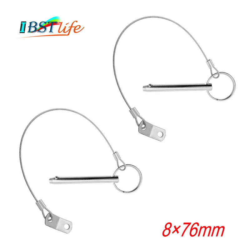 

2X 8*76mm SS 316 Boat Top Bimini Top Quick Release Ball Pin with Lanyard Marine Hardware Deck Hinge Replacement Accessories