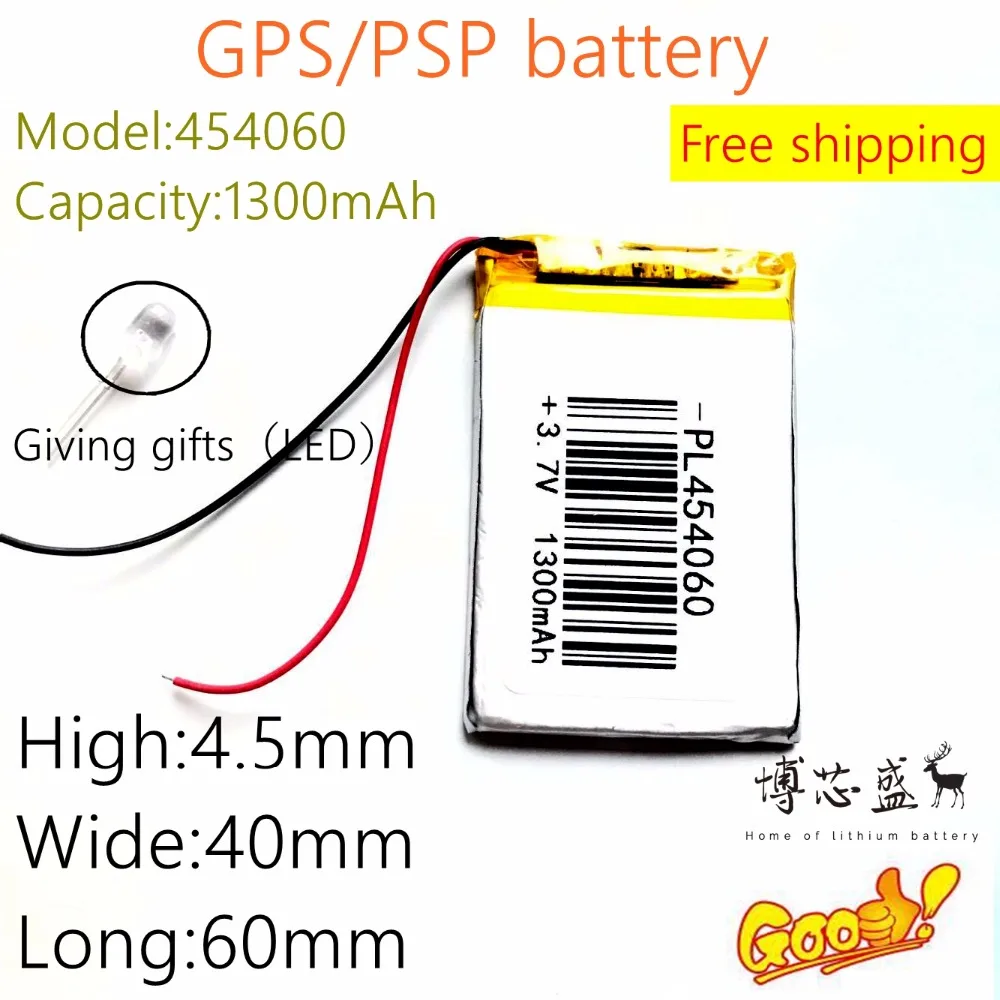 

3.7V 1300mAh 454060 Lithium Polymer Li-Po li ion Rechargeable Battery cells For Mp3 MP4 MP5 GPS PSP mobile bluetooth