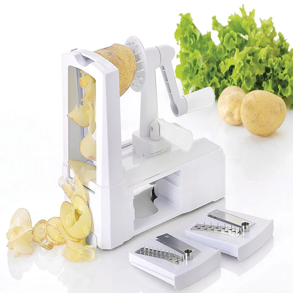 3 In 1 Julienne Spiral Vegetable Choppers Slicer Spiralizer Fruit Veggie Cutter Twister Peeler
