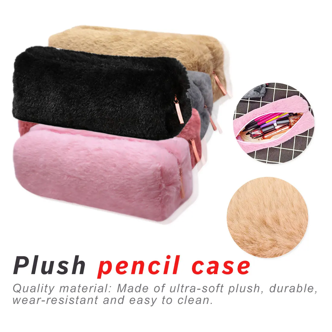 Pencilcase макияж пенал для девочек Kawaii плюшевый пенал сумка Симпатичные большая емкость школьные принадлежности материалы